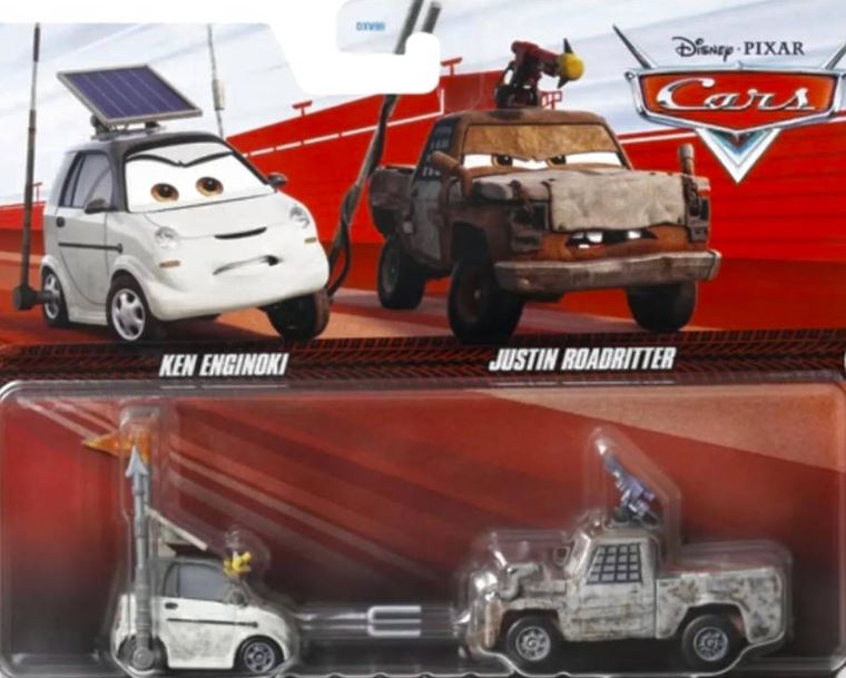 DISNEY PIXAR CARS - 2-PACK KEN ENGINOKI   JUSTIN ROADRITTER - HTX13