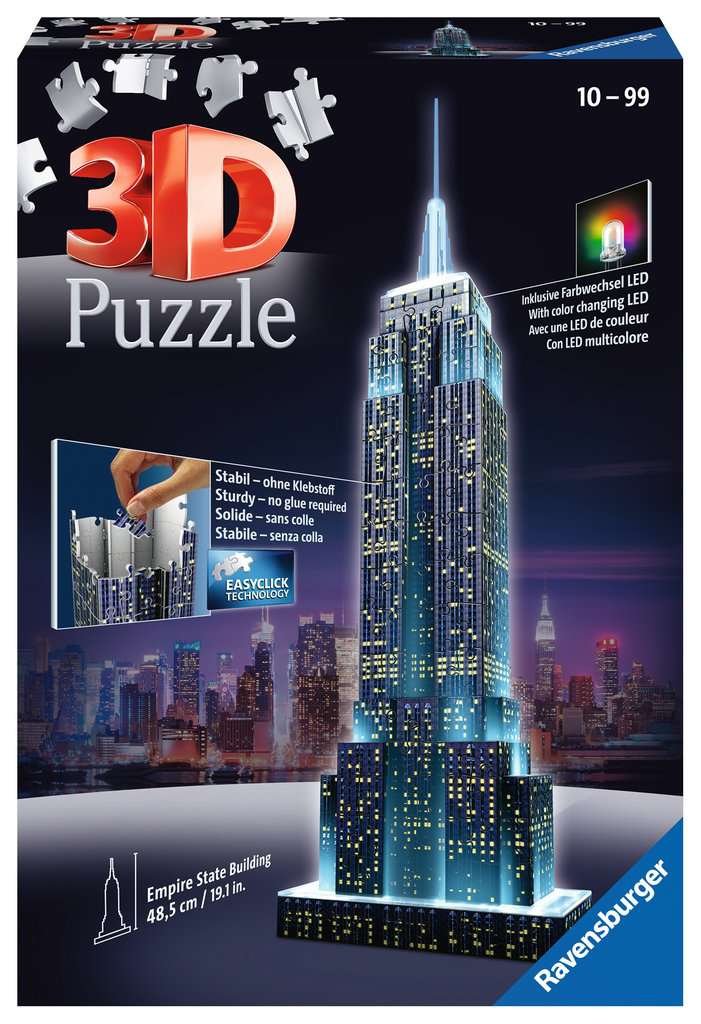 3D PUZZLE ΔΙΑΣΗΜΑ ΚΤΙΡΙΑ: EMPIRE STATE BUILDING NIGHT EDITION (216 TEM) - 12566