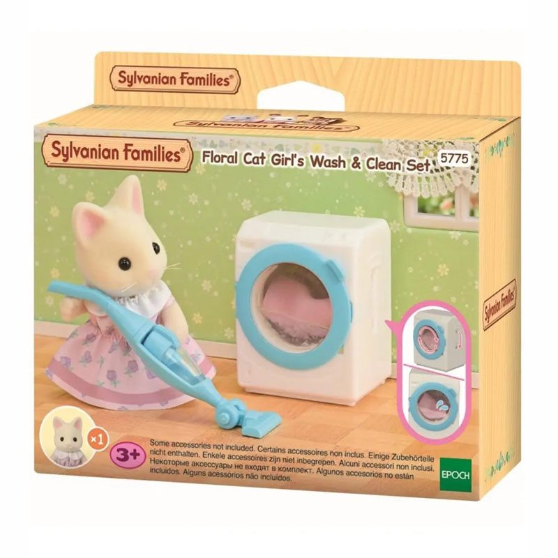 SYLVANIAN FAMILIES FLORAL CAT GIRLS WASH   CLEAN SET
