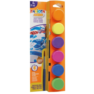 CARIOCA ΣΕΤ ΤΕΜΠΕΡΕΣ NEON 25 ML (6 ΧΡ) ΜΕ ΠΙΝΕΛΟ