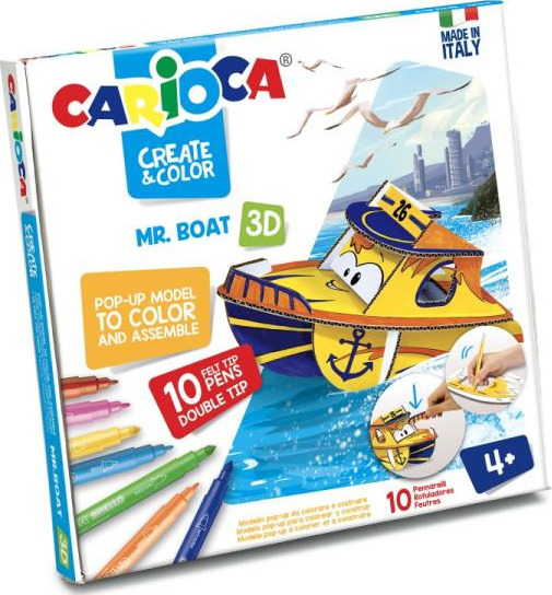 CARIOCA ΣΕΤ ΖΩΓΡΑΦΙΚΗΣ CREATE   COLOR MR BOAT 3D ΠΑΖΛ (+ 10 ΜΑΡΚΑΔΟΡΟΙ)