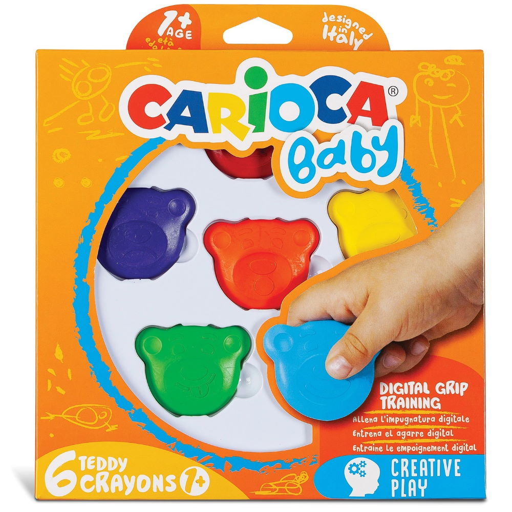 CARIOCA BABY TEDDY CRAYONS ΣΧΗΜΑ ΑΡΚΟΥΔΑΚΙ ΠΡΟΣΧΟΛΙΚΗΣ ΗΛΙΚΙΑΣ 1+ (6 ΤΕΜ)