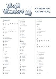 WORLD WONDERS 4 COMPANION ANSWER KEY