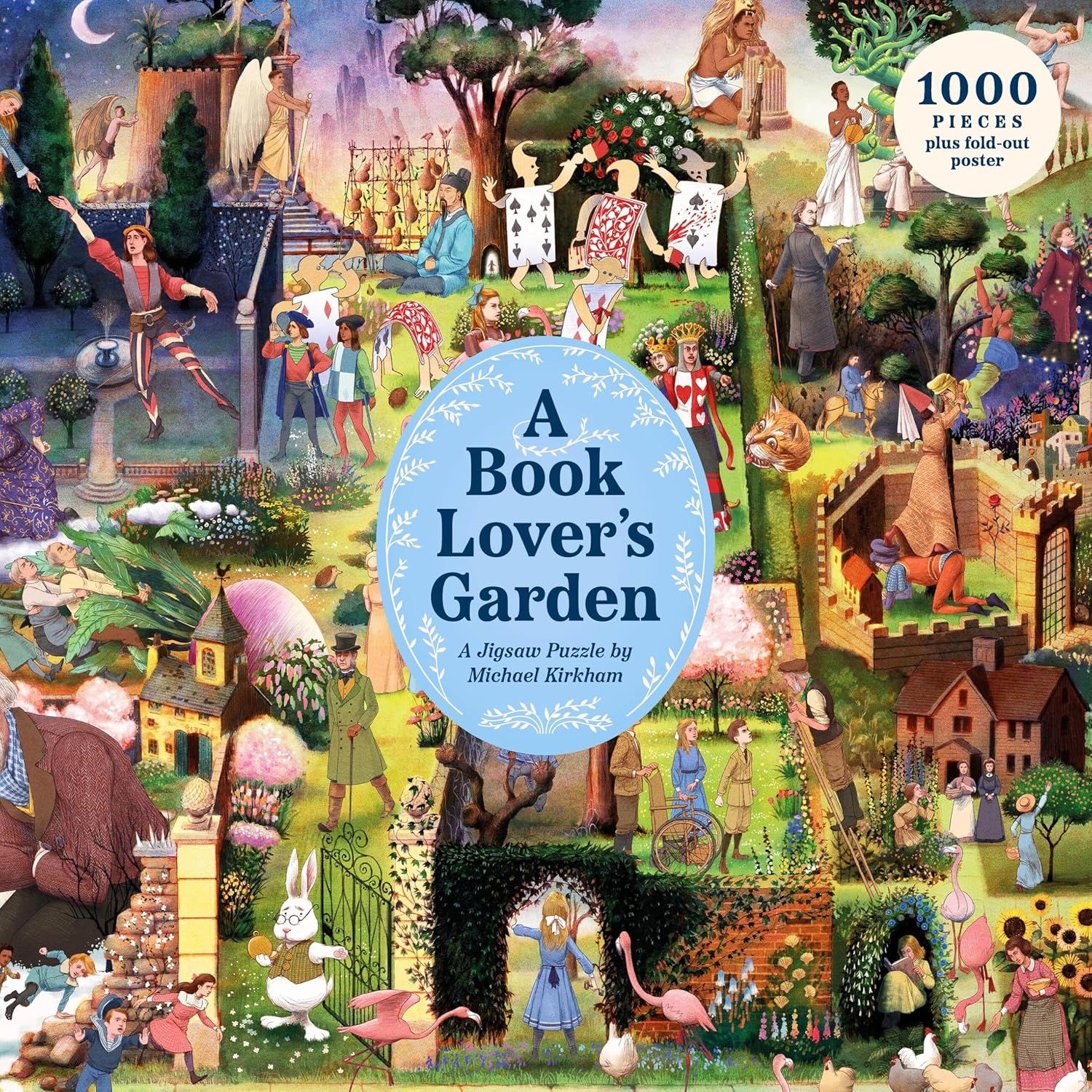 A BOOK LOVERS GARDEN : A 1000-PIECE JIGSAW PUZZLE BY MICHAEL KIRKHAM