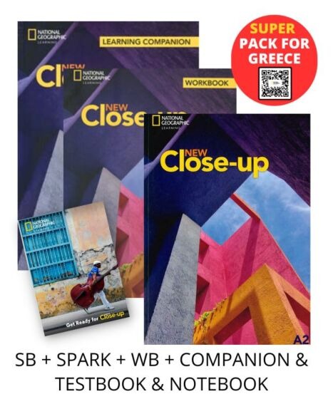 NEW CLOSE-UP A2 SUPER PACK FOR GREECE (SB + SPARK + WB + COMPANION & TESTBOOK & NOTEBOOK)